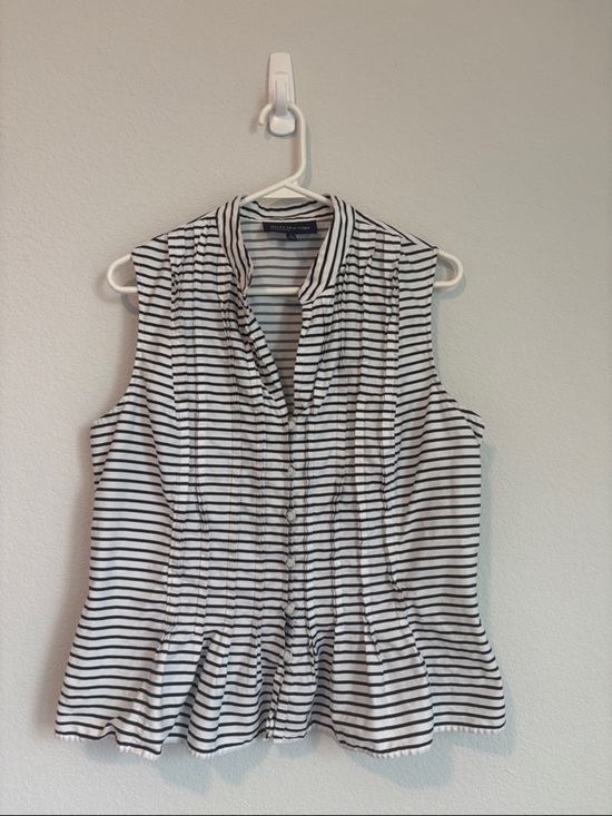 Jones New York Tops - Jones New York Black and White Striped Sleeveless Peplum button up Blouse